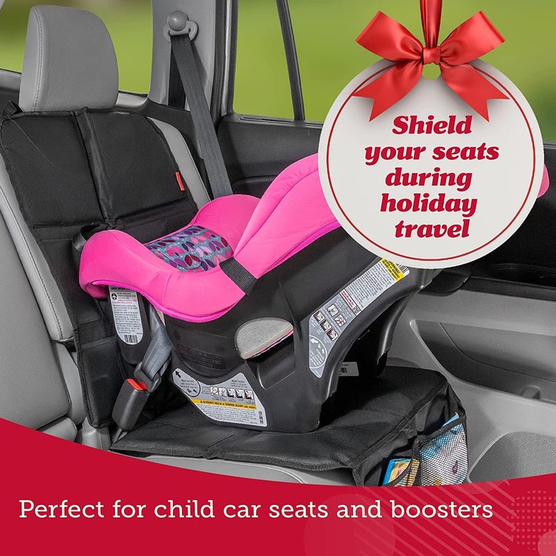 The Car Seat Protector for Child, Non-Slip Waterproof Car Seat Protector for Leather Seats with Thick Padding and 2 Mesh Storage Pockets, Baby Seat Protectors Under Carseat (Black) - Image 3