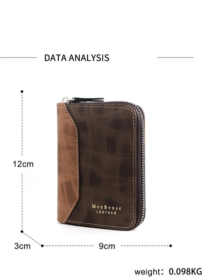 Generic Mens Zipper Wallet Leather Card Wallet for Men with External Zipper and 6 Interior Pockets and Snap Pocket for Coin Purse Men  - Image 2