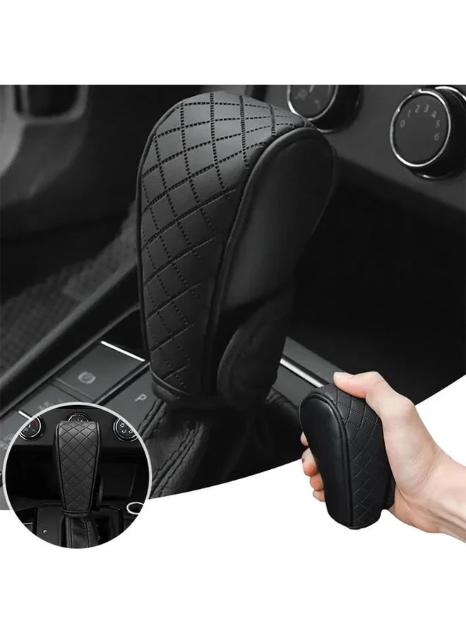 Red Universal Non Slip PU Leather Automatic Gear Shift Handle Cover 2Pcs - Image 3