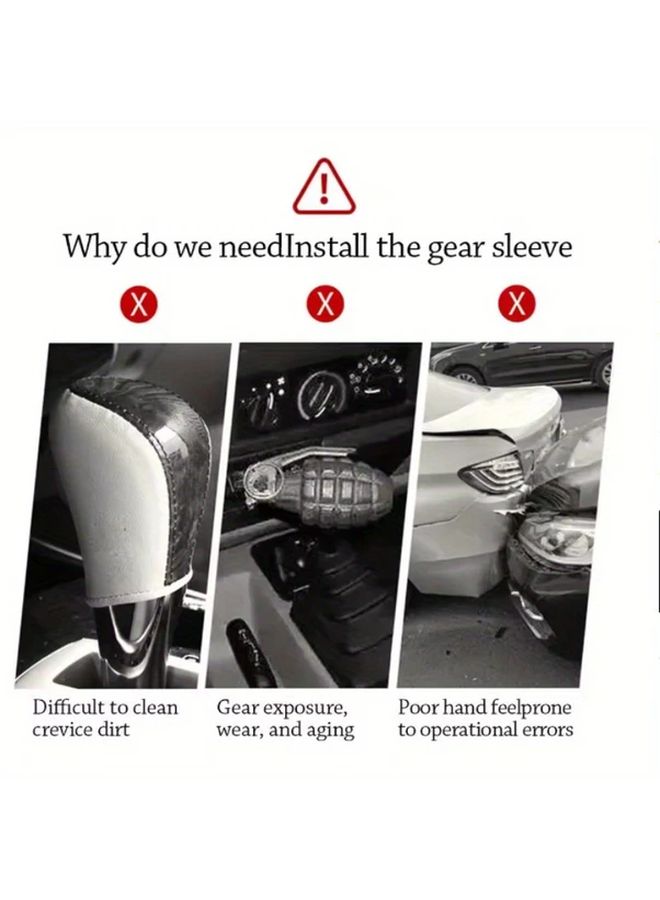 Red Universal Non Slip PU Leather Automatic Gear Shift Handle Cover 2Pcs - Image 2
