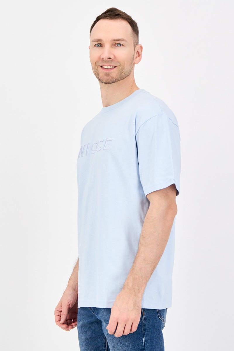 Nicce Men Crew Neck Short Sleeve Embroidered Logo T-Shirt, Blue - Image 2