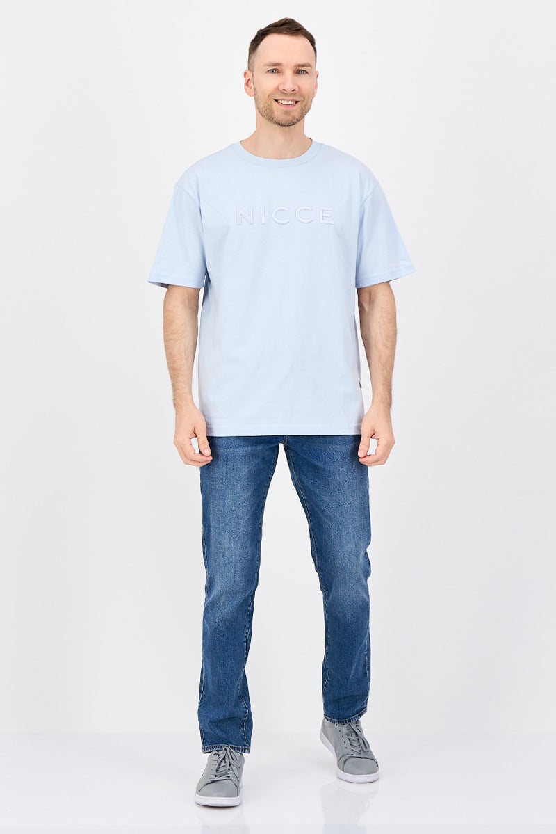 Nicce Men Crew Neck Short Sleeve Embroidered Logo T-Shirt, Blue - Image 4