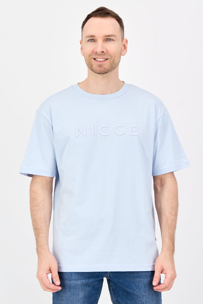 Nicce Men Crew Neck Short Sleeve Embroidered Logo T-Shirt, Blue - Image 1