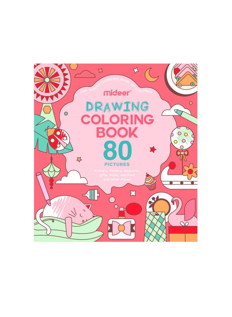 MiDeer Drawing Coloring Book for Kids – Pink Bubble Theme – 80 Cute Designs Including Flowers, Mermaids, Desserts & More – Thick Coloring Paper for Toddlers & Preschoolers – Ages 3+ - Image 1