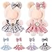 Simgoing 4 Pack 17cm Doll Clothes Set Easter Gift Black Pink Blue Purple Stylish Plaid Tweed Dress and Bow Outfit for 17cm Doll Dress up Adorable Kawaii Clothes Accessories - Image 2