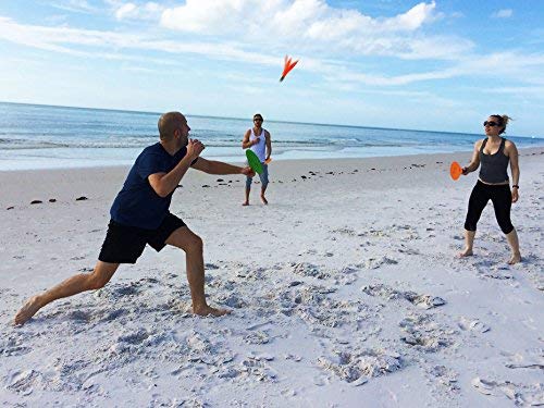 Jazzminton لعبة كرة البادل جازمينتون للشاطئ للعائلة والأصدقاء - 2 مضرب، 2 طائر، 1 كرة وحقيبة حمل - طائر الرياح متضمن لأيام الرياح - Image 2