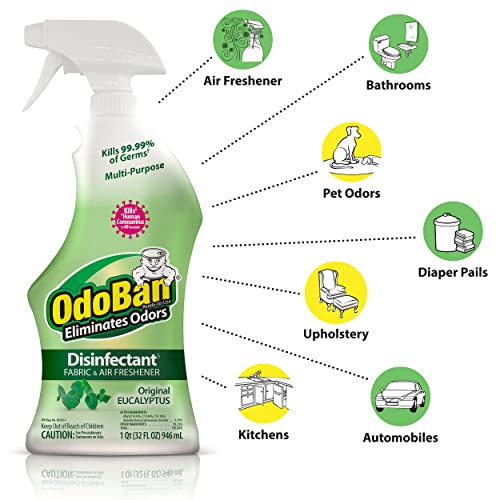 OdoBan Ready-to-Use Disinfectant and Odor Eliminator, 32 Ounce Spray Bottle, Original Eucalyptus Scent - Image 3