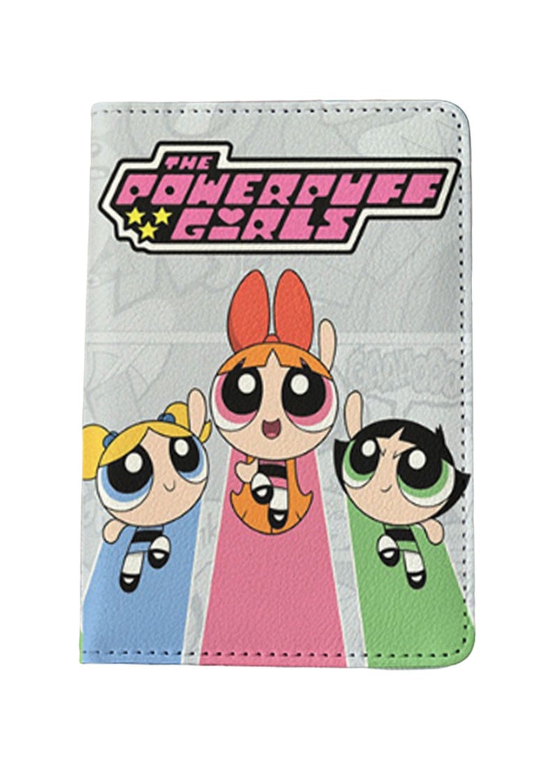 Gray Color Stripe Passport Holder Multi-Function Card Holder Passport Protection Cover, Id Card Holder Boys And Girls Pu Leather Travel Id Card Holder, Travel Card Holder (Powerpuff Girls) - Image 1