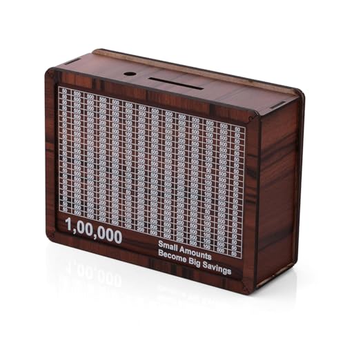 Kundi Wooden Money Box Gullak with 1 Lakh Savings Goal Tracker | Piggy Bank with Chart for Kids & Adults | Cash Saving Bank - Image 3