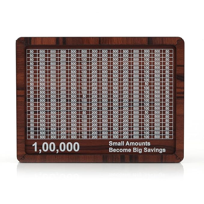 Kundi Wooden Money Box Gullak with 1 Lakh Savings Goal Tracker | Piggy Bank with Chart for Kids & Adults | Cash Saving Bank - Image 1