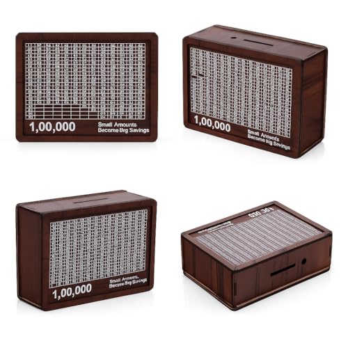 Kundi Wooden Money Box Gullak with 1 Lakh Savings Goal Tracker | Piggy Bank with Chart for Kids & Adults | Cash Saving Bank - Image 4