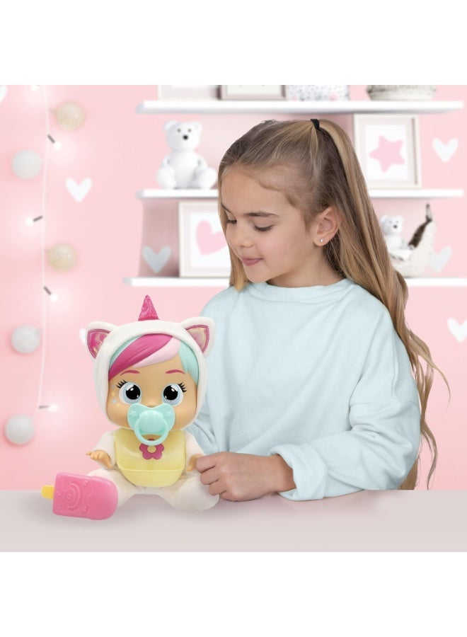 Cry Babies Loving Care Lena Interactive Doll – Cries Real Tears, Soft Unicorn Pyjamas with Colorful Hair, Includes Care Accessories, Nurturing Role Play Toy for Toddlers, Perfect Gift for Kids - Image 3