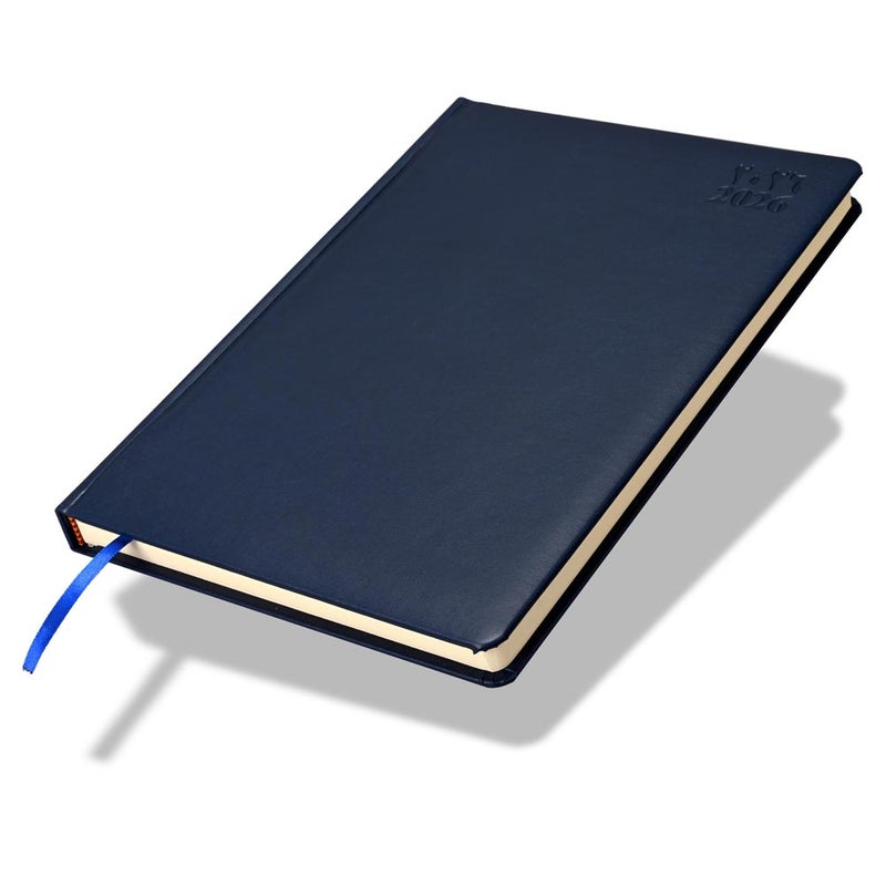 FIS 2026 A4 Diary, 210x297mm, 1 Side Padded Italian PU Cover Materials, Round Corners, 1 Day a Page Format, Arabic/English, 70gsm Italian Ivory Paper, Blue Cover - FSDI45AE26BL - Image 1