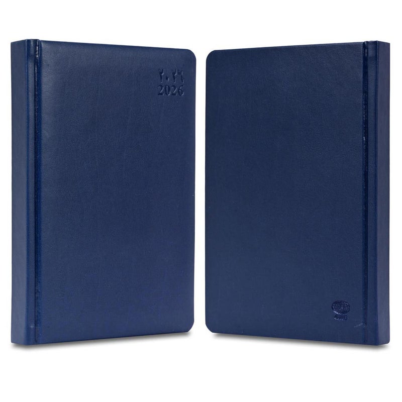 FIS 2026 A4 Diary, 210x297mm, 1 Side Padded Italian PU Cover Materials, Round Corners, 1 Day a Page Format, Arabic/English, 70gsm Italian Ivory Paper, Blue Cover - FSDI45AE26BL - Image 2