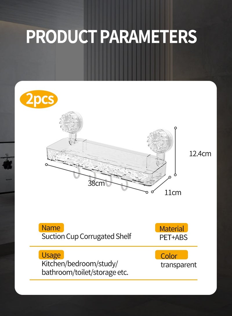 BEIRUI 1pcs suction cup shower rack, no need to drill holes for wall hanging, portable detachable shower rack, wall mounted storage, lightweight luxury style acrylic storage wall rack, with 6 hooks, suitable for bathrooms and kitchens - Image 3