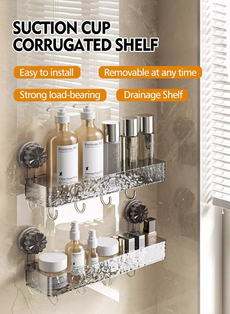 BEIRUI 1pcs suction cup shower rack, no need to drill holes for wall hanging, portable detachable shower rack, wall mounted storage, lightweight luxury style acrylic storage wall rack, with 6 hooks, suitable for bathrooms and kitchens - Image 4