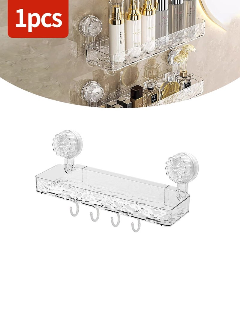 BEIRUI 1pcs suction cup shower rack, no need to drill holes for wall hanging, portable detachable shower rack, wall mounted storage, lightweight luxury style acrylic storage wall rack, with 6 hooks, suitable for bathrooms and kitchens - Image 1