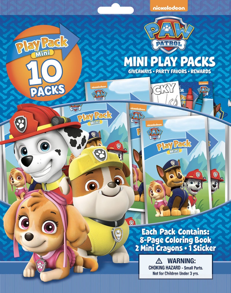 Bendon Nickelodeon PAW Patrol Mini Coloring Book 10 Pack Play Pack with ÎœÑ–nÑ– Coloring Book, 2 MÑ–ni Crayons, & Sticker Bendon 41885 - Image 1