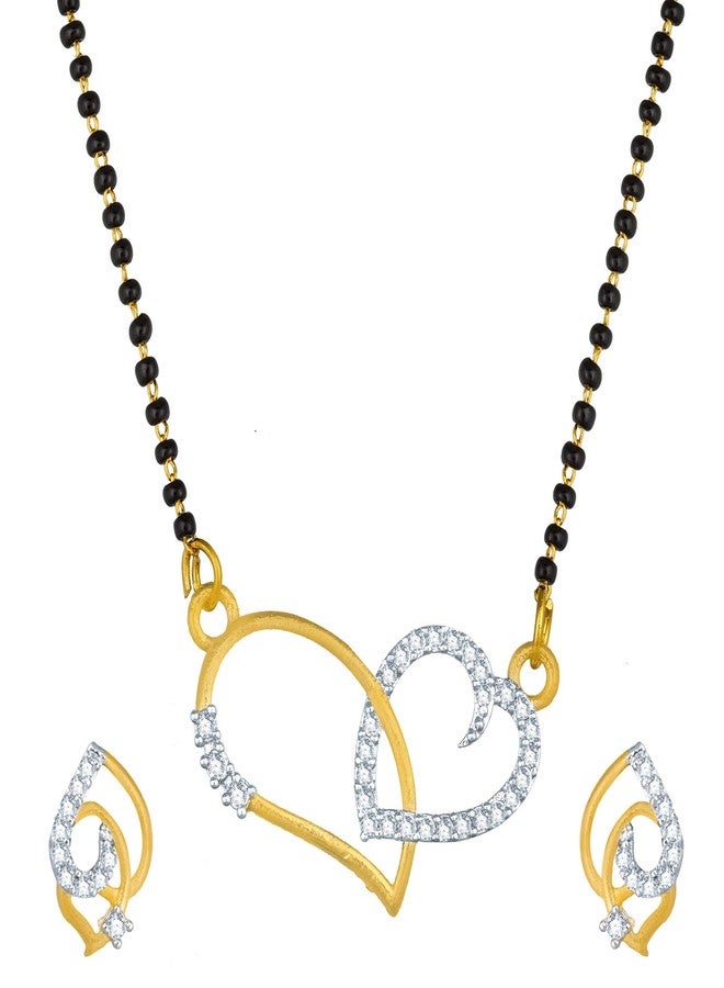 Aadita Daily Mangalsutra Gold Plated and American Diamond Mangalsutra for Women (Golden) (DT1999MS) - Image 1