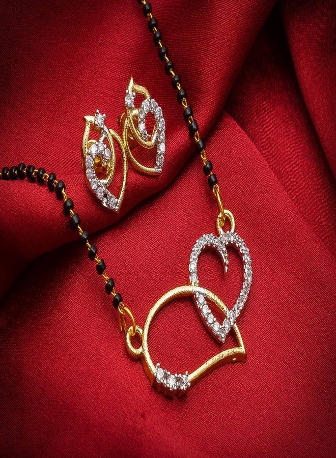 Aadita Daily Mangalsutra Gold Plated and American Diamond Mangalsutra for Women (Golden) (DT1999MS) - Image 2