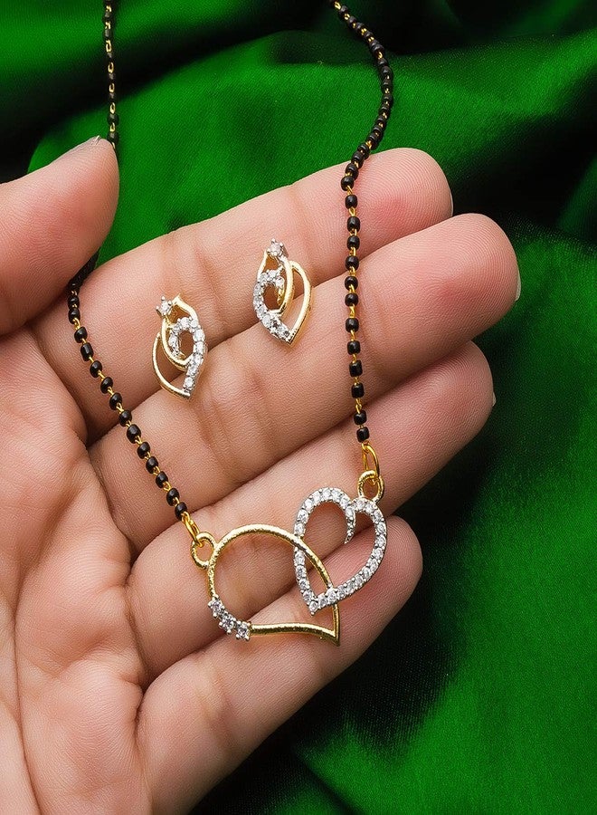 Aadita Daily Mangalsutra Gold Plated and American Diamond Mangalsutra for Women (Golden) (DT1999MS) - Image 3