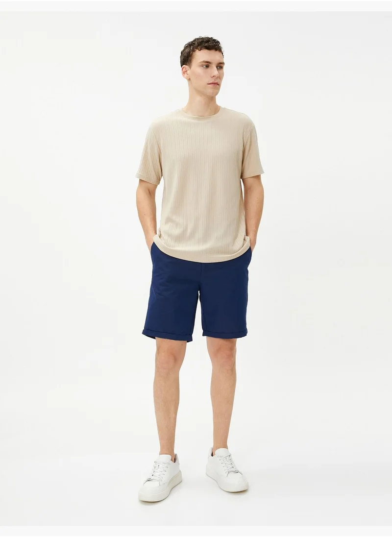 KOTON Basic Chino Shorts Folded Detailed Buttoned