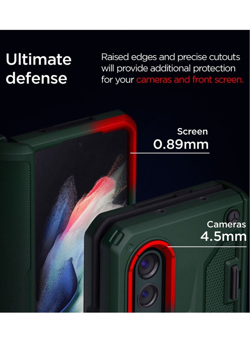 VRS Design Terra Guard Hinge Protection Case Cover For Samsung Galaxy Z Fold 3 5G 2021 Dark Green  - Image 3
