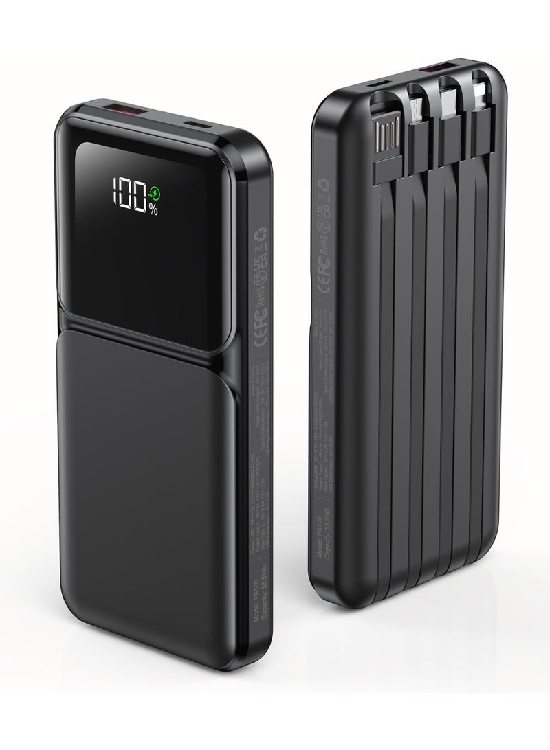 5 in 1 Portable Power Bank with Built in Cable-20000mAh Fast Charging 22.5W Slim Power Bank USB C LED Display Travel Battery Pack 5 Outputs & 3 Inputs for iPhone, Samsung,iPad etc - Image 1