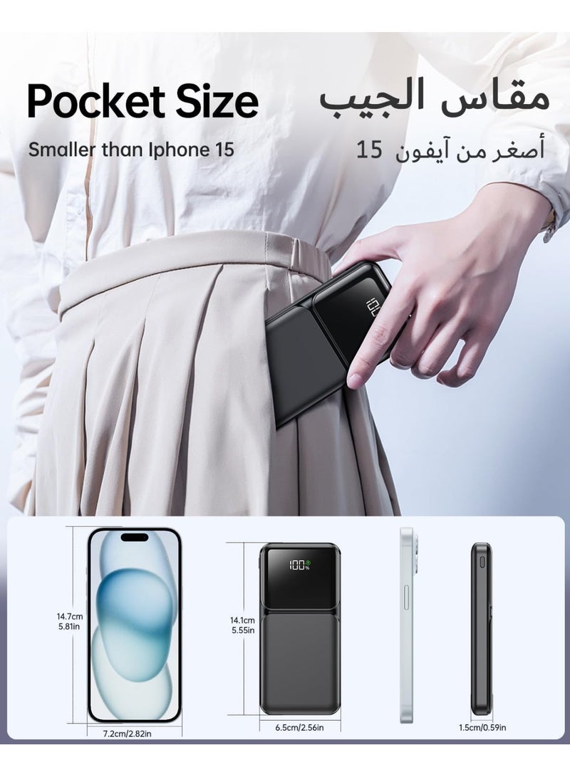 5 in 1 Portable Power Bank with Built in Cable-20000mAh Fast Charging 22.5W Slim Power Bank USB C LED Display Travel Battery Pack 5 Outputs & 3 Inputs for iPhone, Samsung,iPad etc - Image 5