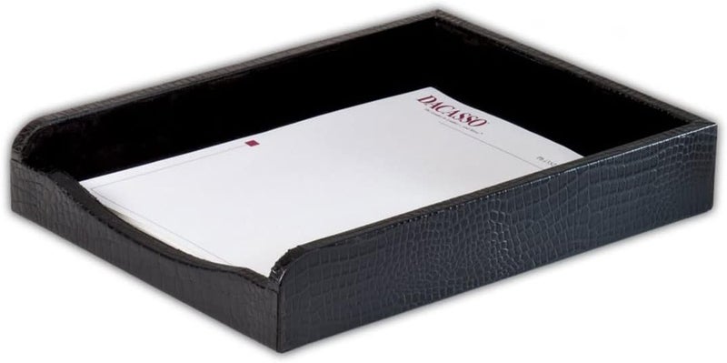 Dacasso مجموعة مكتب دكاسو جلد تمساح أسود منقوشة 3 قطع - Image 3