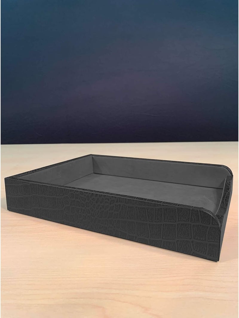 Dacasso مجموعة مكتب دكاسو جلد تمساح أسود منقوشة 3 قطع - Image 2