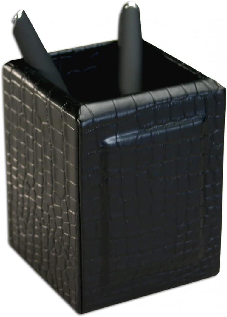 Dacasso مجموعة مكتب دكاسو جلد تمساح أسود منقوشة 3 قطع - Image 4