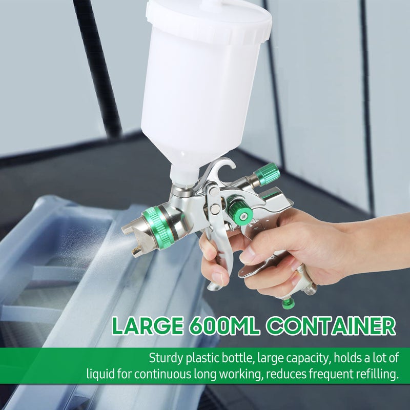 Gravity Feed Air Spray HVLP Sprayer Paint with 600ML Cup 1.4mm 1.7mm 2.0mm Nozzle for Painting Car Furniture Wall - Image 2