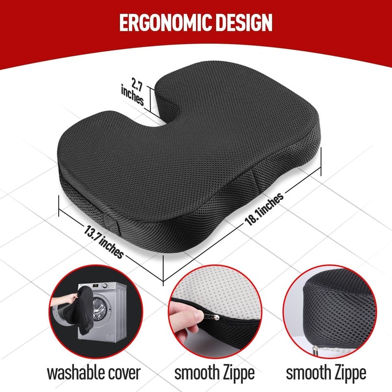 SKY-TOUCH Seat Cushion Pillow - Memory Foam Office Chair Cushion - Seat Cushion For Wheelchair,Gaming Computer And Desk Chair,Car Seat - Image 2