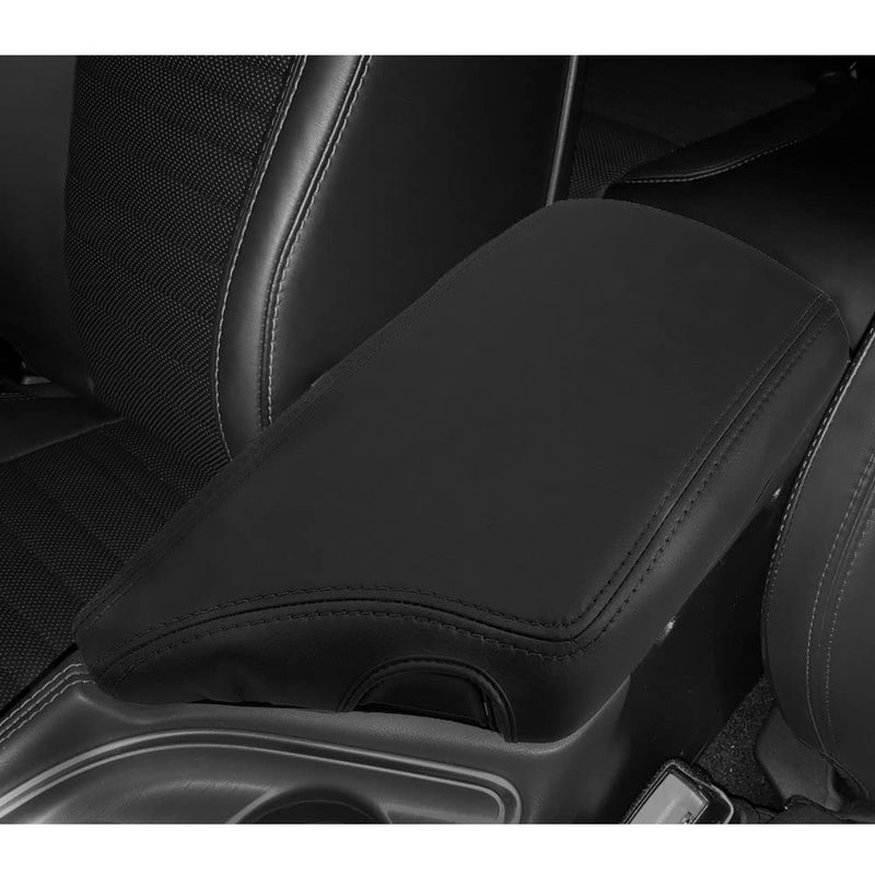 XITER Car Armrest Cover Saver 1 Pc Center Console Leather Pad Fit for Dodge Challenger 20152024 Central Console Armrest Box Protector Interior Accessories Black Stitches