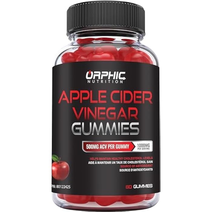 ORPHIC NUTRITION Apple Cider Vinegar Gummies - 1000mg - ACV Weight Loss Gummies - Supports Digestion, Detox & Cleansing - VIT B12, Beetroot - Gomitas de Vinagre de Manzana (60 pcs) - Image 1