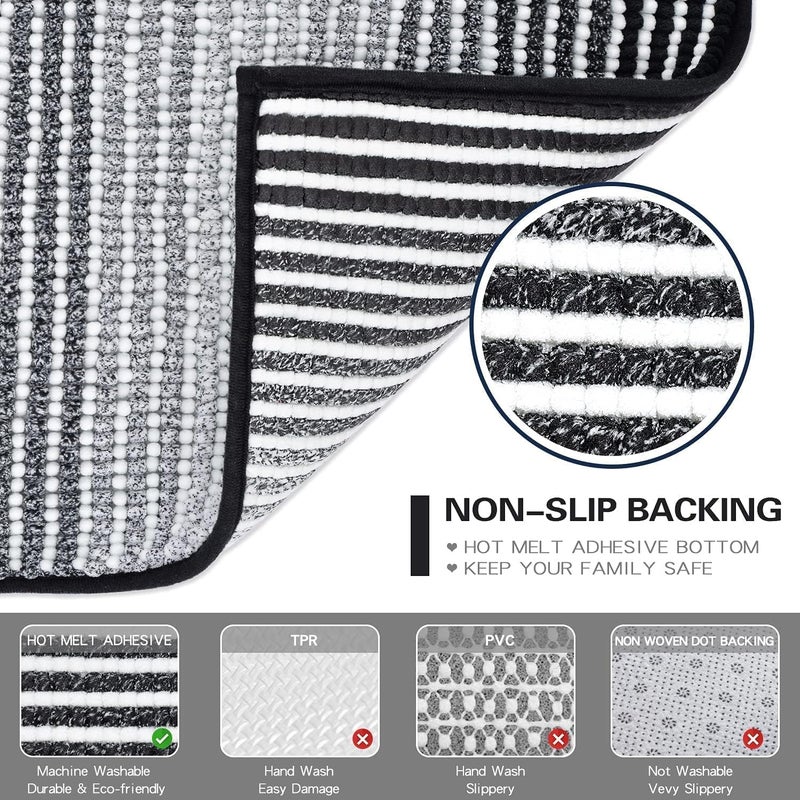 2 Pack Bathroom Mat Set - Non Slip Highly Absorbent Microfiber Shaggy Rugs - Image 3