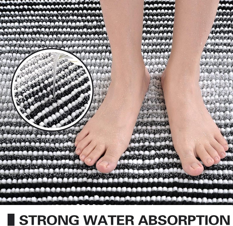 2 Pack Bathroom Mat Set - Non Slip Highly Absorbent Microfiber Shaggy Rugs - Image 2