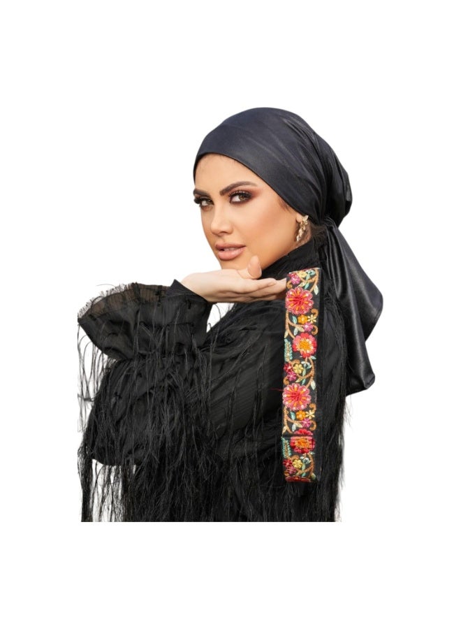 سكارف ستان جاهز علي اللبس بشريط خيوط هنديه متحرك - Image 2