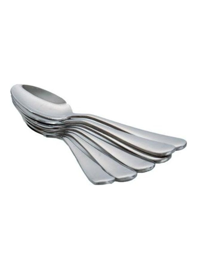 6-Piece Spoon High Quality Silver 14cm