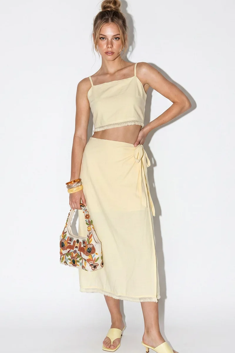 بيانكو لوتشي LUCCI Two-Piece Viscose Cotton Blouse And Skirt Set