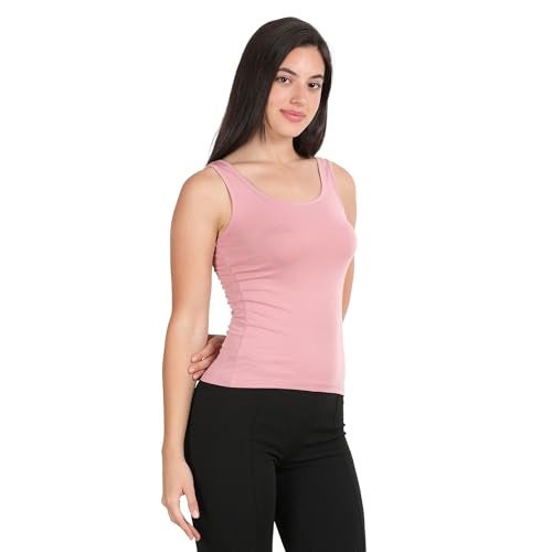 Lavos Camisole for Women's Inner Slips for Young Ladies Comfortable Inner Wear Slips (Pack of 1) Anti Microbial Bamboo Cotton Solid Regular Fit Broad Strap Spaghetti Tank Top, Powder Pink (Size-XL) - Image 4