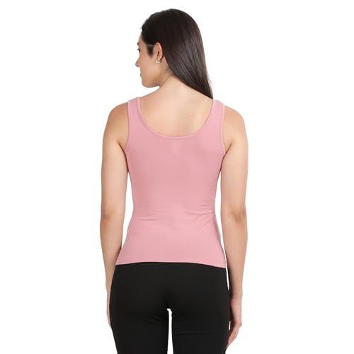 Lavos Camisole for Women's Inner Slips for Young Ladies Comfortable Inner Wear Slips (Pack of 1) Anti Microbial Bamboo Cotton Solid Regular Fit Broad Strap Spaghetti Tank Top, Powder Pink (Size-XL) - Image 2
