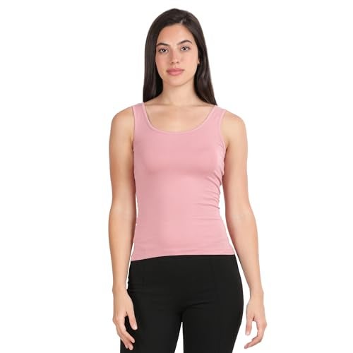 Lavos Camisole for Women's Inner Slips for Young Ladies Comfortable Inner Wear Slips (Pack of 1) Anti Microbial Bamboo Cotton Solid Regular Fit Broad Strap Spaghetti Tank Top, Powder Pink (Size-XL) - Image 1