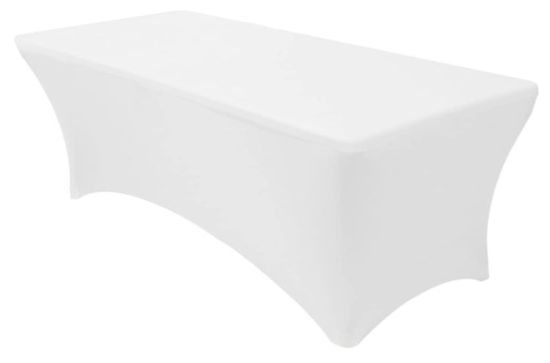 Banquet Tables Pro Banquet Tables Pro 8 Ft White Stretch Tight Fit Spandex Rectangular Folding Tablecover for 30Wx96Lx30H Folding Patio Tables BanquetParty 