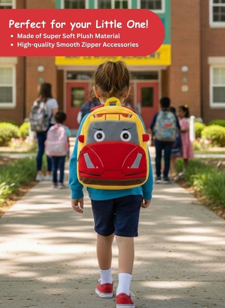 بريميم حقيبة ظهر ثلاثية الأبعاد بتصميم سيارة سباق كرتونية للأطفال - حقيبة مدرسية ناعمة من القطيفة بتصميم شخصية سيارة متحركة للأطفال الصغار ومرحلة ما قبل المدرسة - Image 3