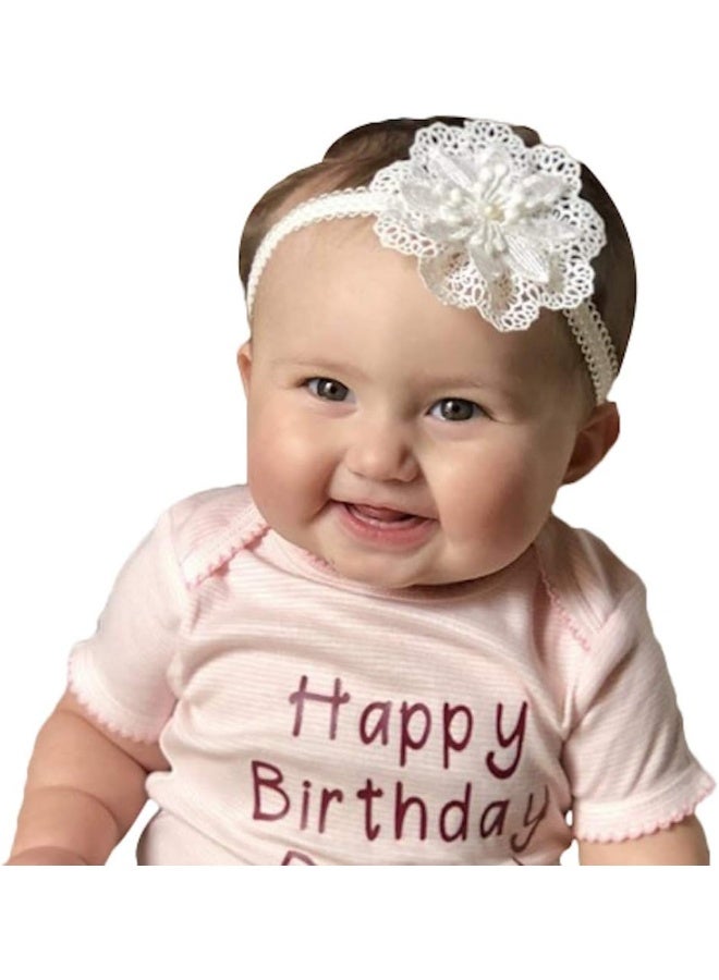 Witty Pretty Witty Pretty Baby Lace Flower Headband Christening Baptism Headband Flower Girl Bow White Flower  - Image 2