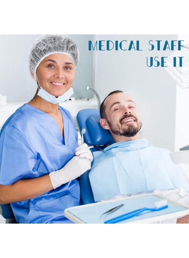 Meetion 200 قطعة غطاء رأس بوفانت قابل للتصرف 21 بوصة شبكة شعر غير منسوجة أغطية رأس مرنة مقاس مجاني لتغطية الرأس للمستشفى وصالون التجميل ورش تان المنزل والصناعات ومستحضرات التجميل والمطبخ والطهي (لون أبيض) - Image 2