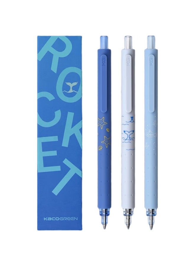 Kaco Jingdian Ocean Story Gel Pen, Stylish 0.5Mm Retractable Pen, Black Signature Pen, Student Exam Writing Pen, 3-Pack K1028 - Image 2