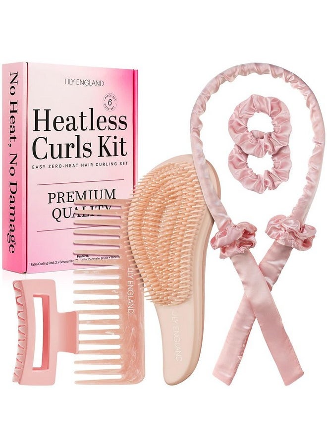Lily England - Lily England Heatless Hair Curler, 6-Piece No Heat Curls Overnight Set Includes A Detangler Brush, Scrunchies, Claw Clip & Comb for Styling - Satin Curling Headband to Sleep In for Pretty Curls - Image 1